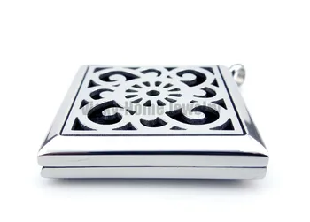 

With Chain Gift Square Flower Aromatherapy Essential Oils Diffuser Locket Necklace Stainless Steel drop shipping