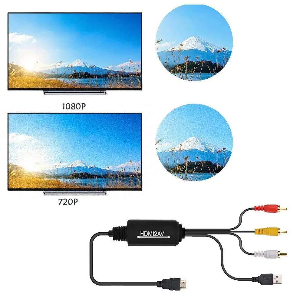 EastVita 1,8 м(6,1 фута) 1080P HDMI в AV конвертер 3RCA CVBS конвертер HDMI в композитный AV конвертер адаптер