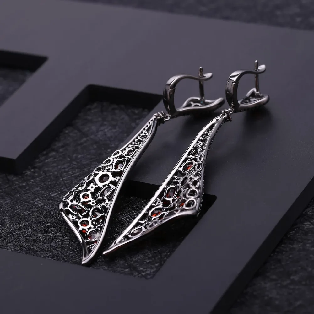 Женские серьги подвески GEM'S BALLET нестандартные треугольные из натурального