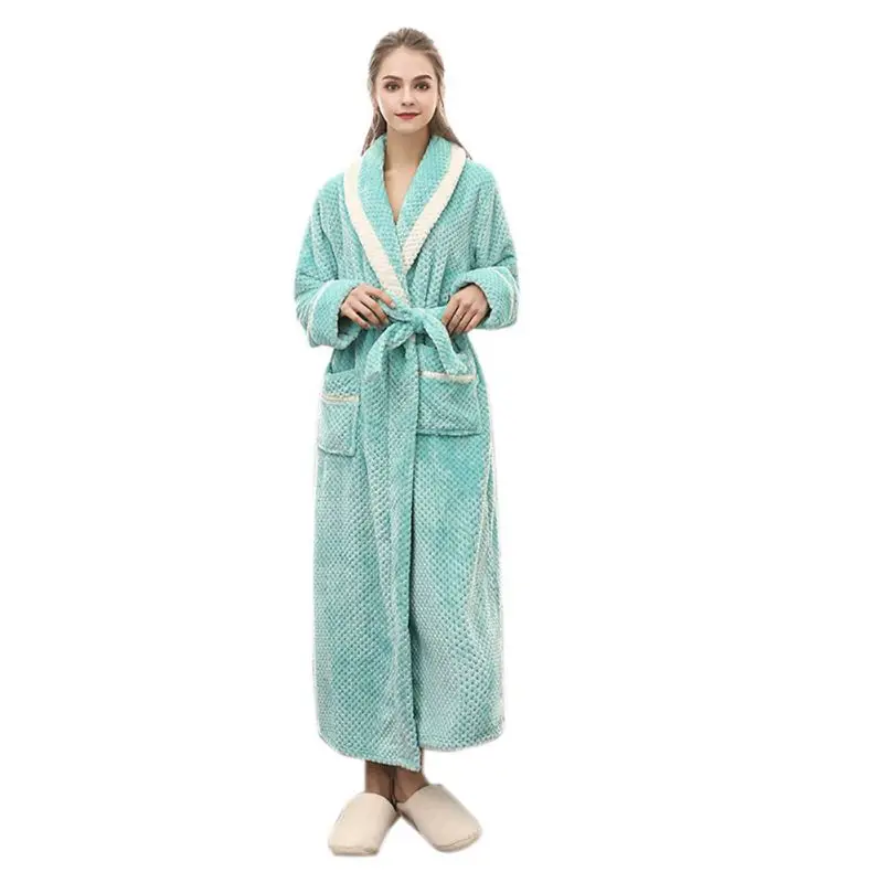 Buy Women Long Thick Flannel Robe Solid Color Robe