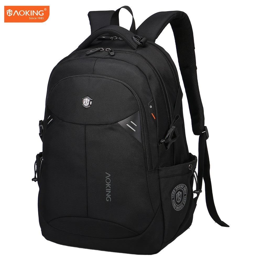 Aoking Brand Black Laptop Daily Backpack with reflective tap Men