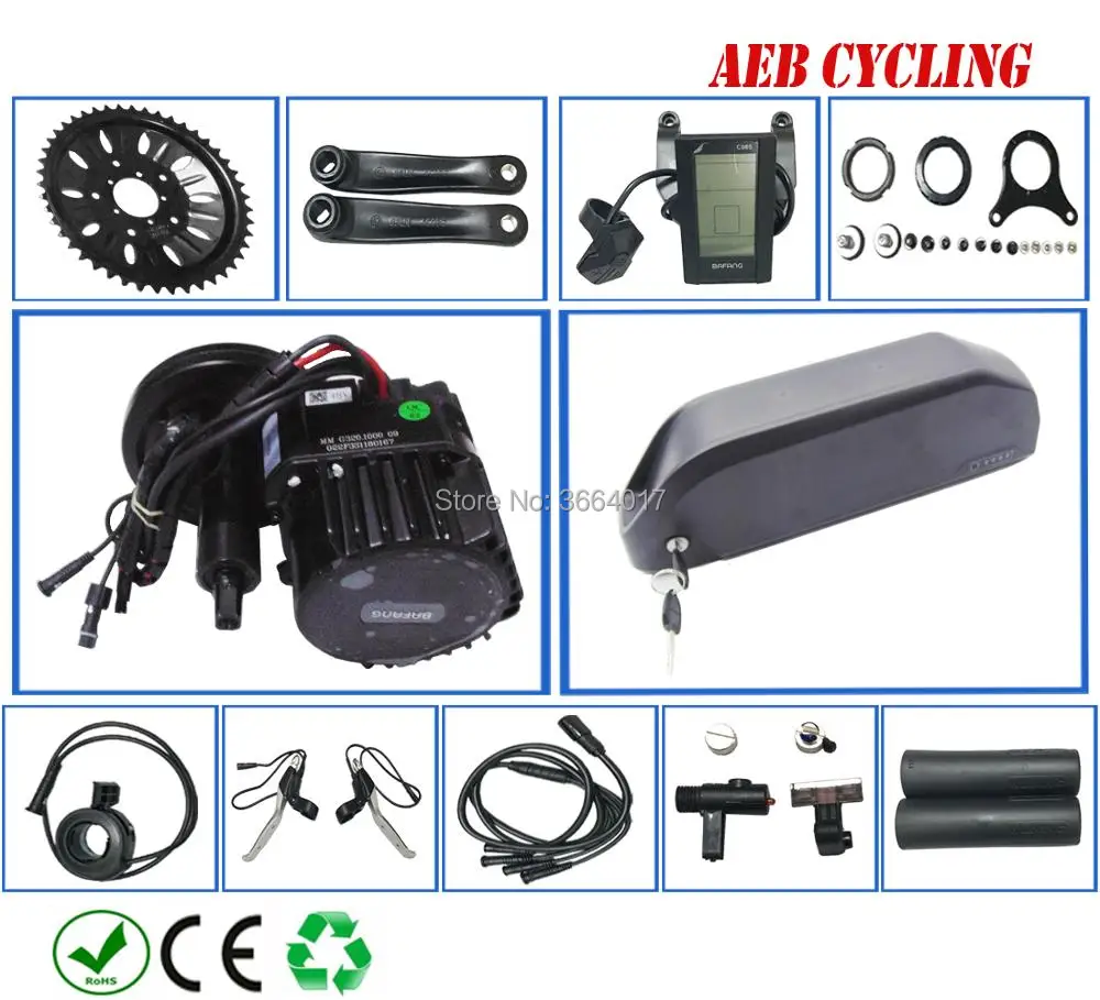 

EU US RU free tax Bafang BBSHD mid drive 48V 1000W electric bike motor kits with 52V 48V 17Ah Li-ion down tube ebike battery