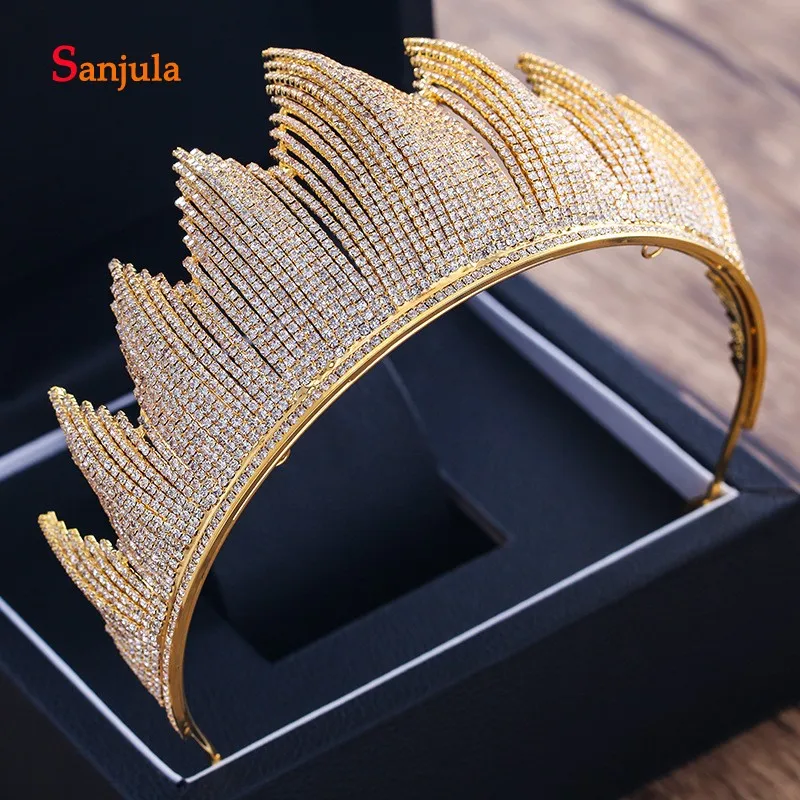 

Full Beads Luxurious Bling Bling Headband for Bridal Half Circle Queen Crown Wedding Hair Accessories Gold/Sliver H121
