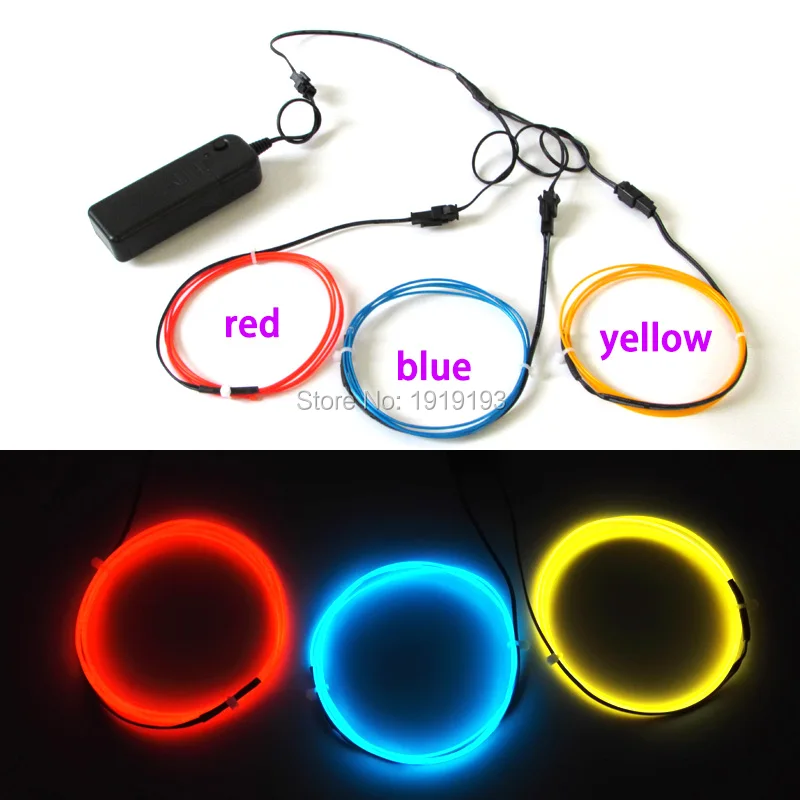 

1Meter DC-3V 3pieces multicolor 1.3mm EL wire Flexible LED Strip Neon Glow Light EL Cable Rope for Model Festival decoration