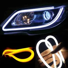 2 uds 30cm 45cm 60cm vehículo DRL Flexible tubo tira led luces de circulación diurna de coche señal de giro Ojos de Ángel estilo de coche