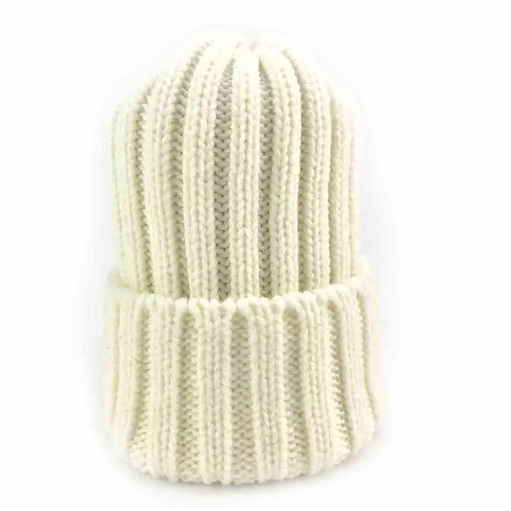 Зимние вязаные Для женщин мешковатая шапка берет для девочек Лыжная Шапочка - Цвет: white
