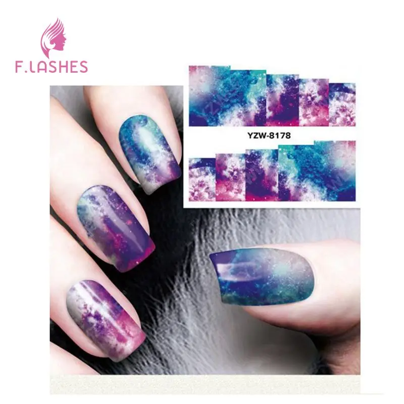 F.lashes 1 шт Харадзюку небо горячая Распродажа печать наклейки для ногтей модные