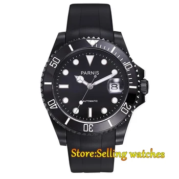 

Parnis 40mm black dial luminous sapphire glass green ceramic bezel PVD case MIYOTA Automatic movement watch