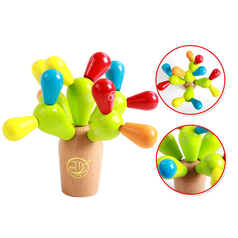 

Montessori educational toy wooden DIY tree toy changing cactus patchwork blocks baby Children intelligence development toys