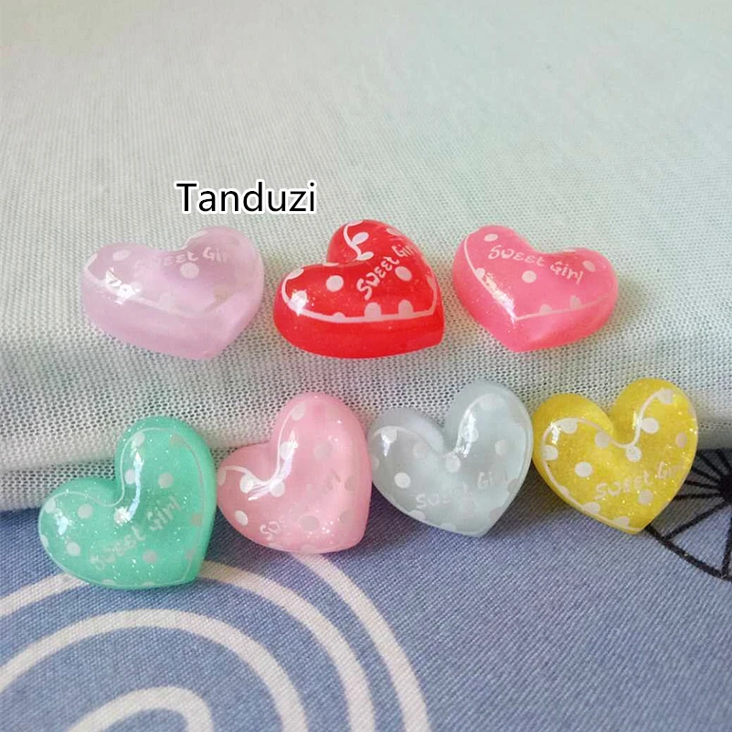 

Tanduzi Wholesale 100pcs Resin Hearts Flatback Sweet Girl Resin Flatback Kawaii Cabochon Scrapbooking Accessories Decoden