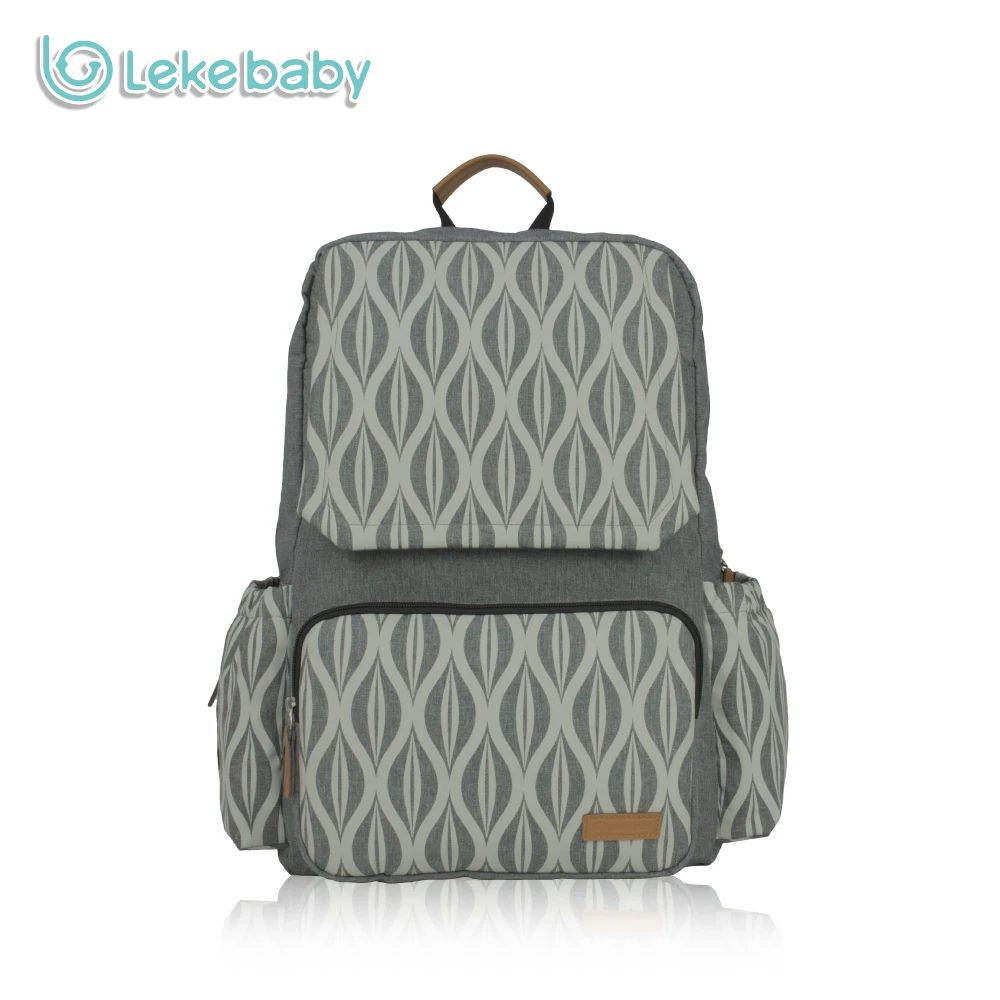 Lekebaby-sac à langer pour maman | Sac à couches de styliste d'impression Textile, sac à dos de papa de grande capacité pour poussette de bébé