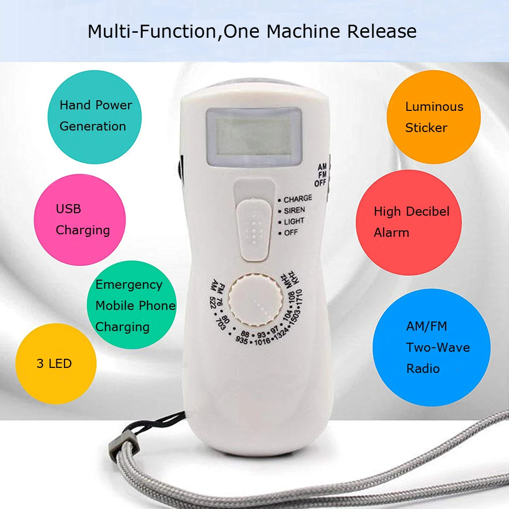 Аварийный Солнечный Ручной Динамо AM/FM погода радио Светодиодный фонарь зарядное устройство аварийные многофункциональные Аварийные Фонари