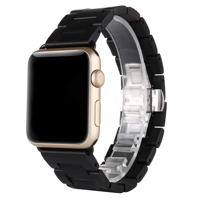 URVOI ремешок для apple watch series 1 2 3 ремешок деревянный ремешок для iwatch современный дизайн черное дерево браслет из стилизованных грецких орехов с застежкой-бабочкой