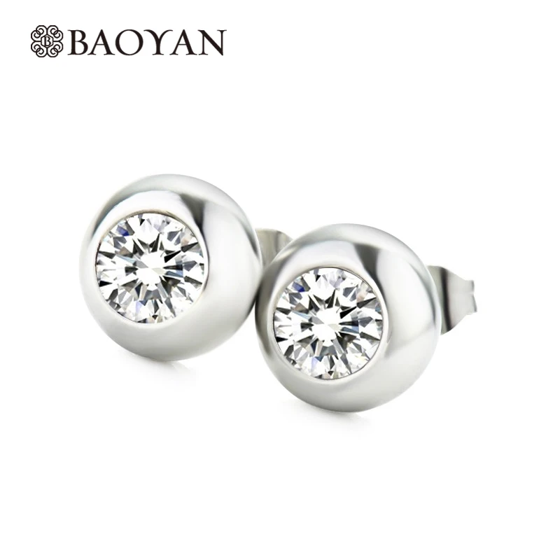 6MM 12 Pairs/Lot Round 316L Stainless Steel Silver Plated Stud Earring