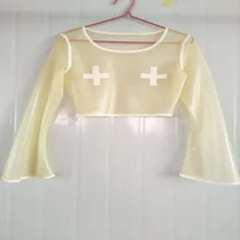 Новые резиновые латексные топы женские прозрачные и белые топы медсестры сексуальные короткие пальто размер XXS-XXL