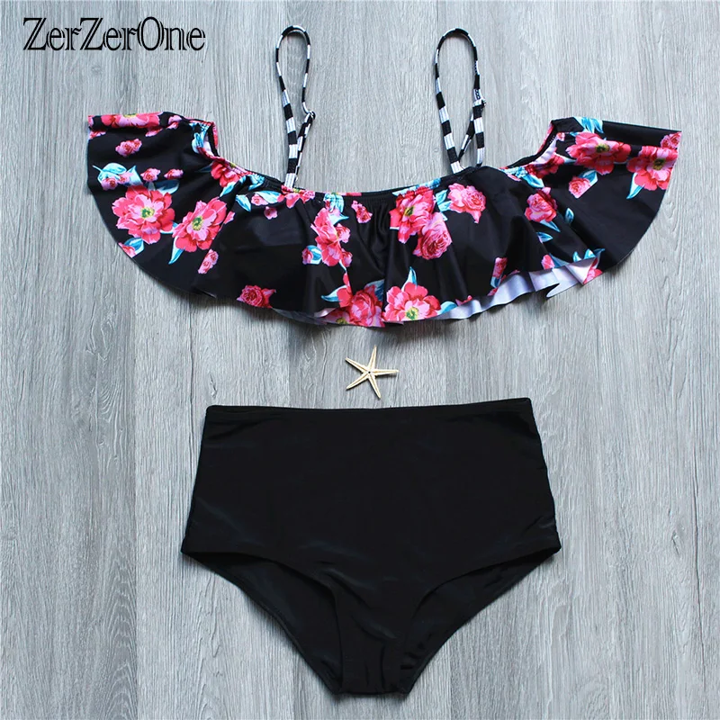 

Bikini 2018 High Waist Swimwear Women Swimsuit Brazilian Floral Bikinis Set Sexy Bandeau Bathing Suit Push Up Beach Swim Suits