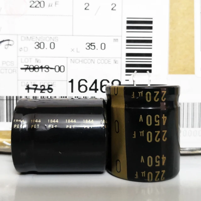 名機★Nichicon ニチコン　コンデンサー　220uF/450V と80μ+80μ/450V 60μ+60μ/450 100μ/350★動作品 オーディオ電解コンデンサー2個&frasl;10個日本オリジナルnichicon kx