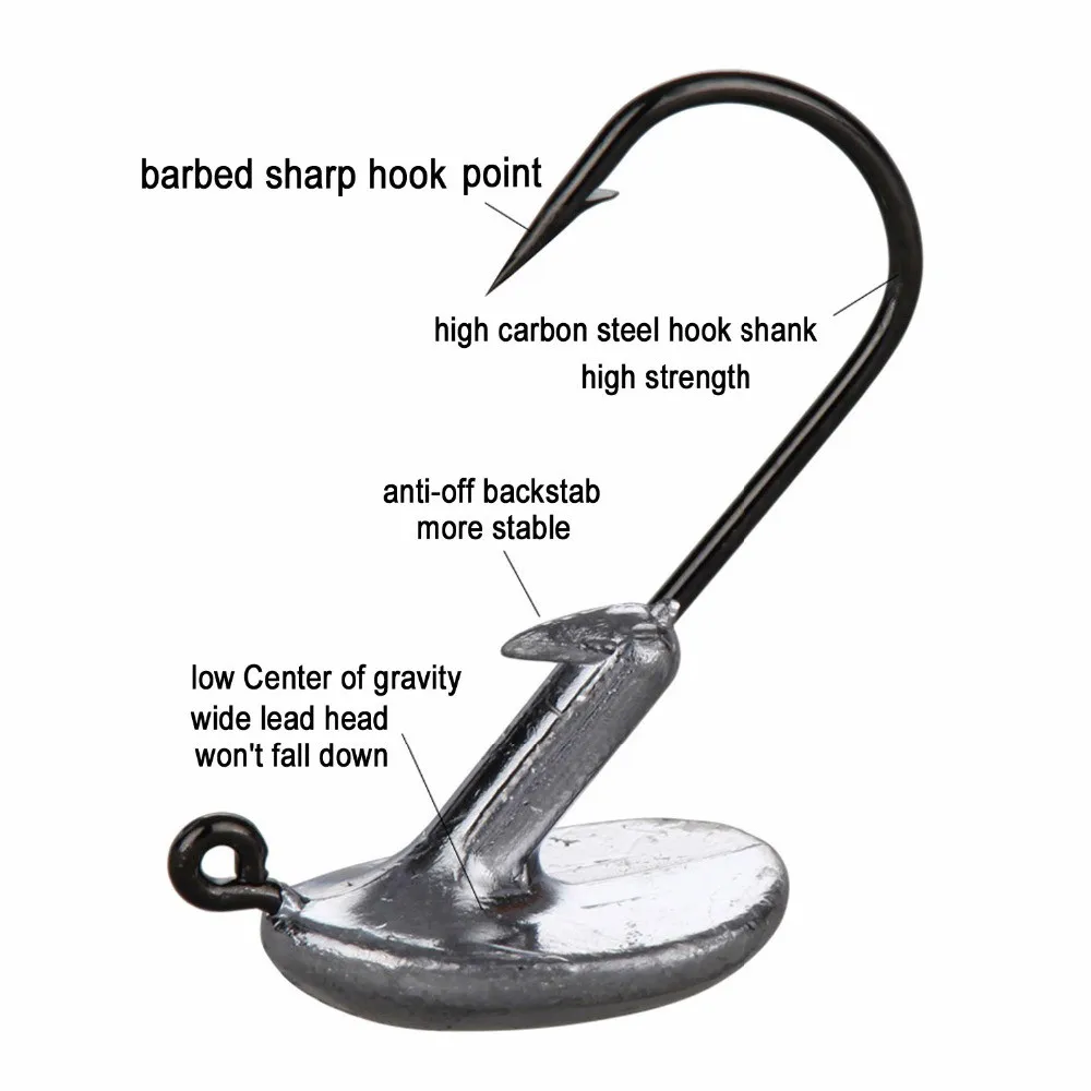 5pcs/lot Jump Jig Head Fishing Hook 3.5g 5g 7g 10g 14g Tumbler Anti-hanging grass Lead Head Fishing Hooks Soft Lure Tackle