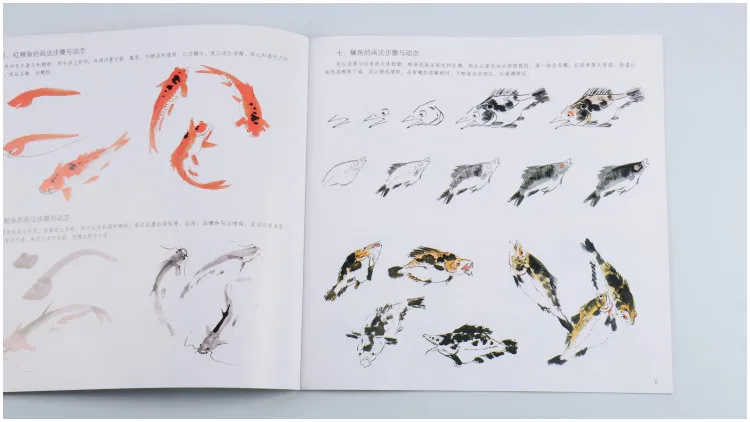 Коллекция живописи китайская живопись от руки рыба/картина спектра Atlas книги шаг водоплавающих