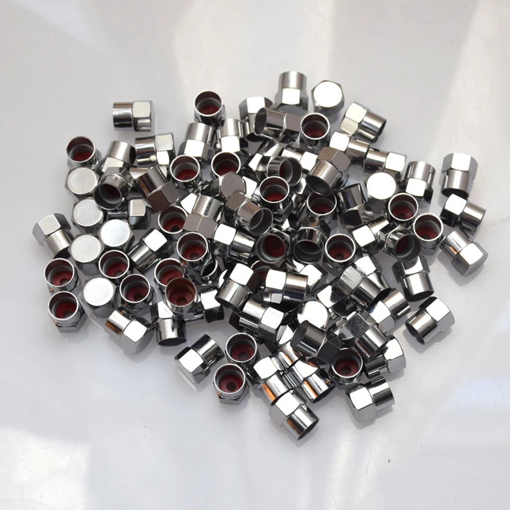 100 Pieces Tire/Wheel Air Pressure Stem Valve Caps Plastic Made Chrome Plated Universal