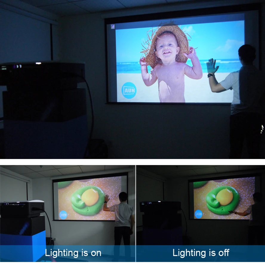 AUN LED Projector AKEY1 Plus, Built-in Android 6.0, WIFI, Bluetooth. 1800 Lumens Beamer Support 4K Vdeo 1080P for Home Theater
