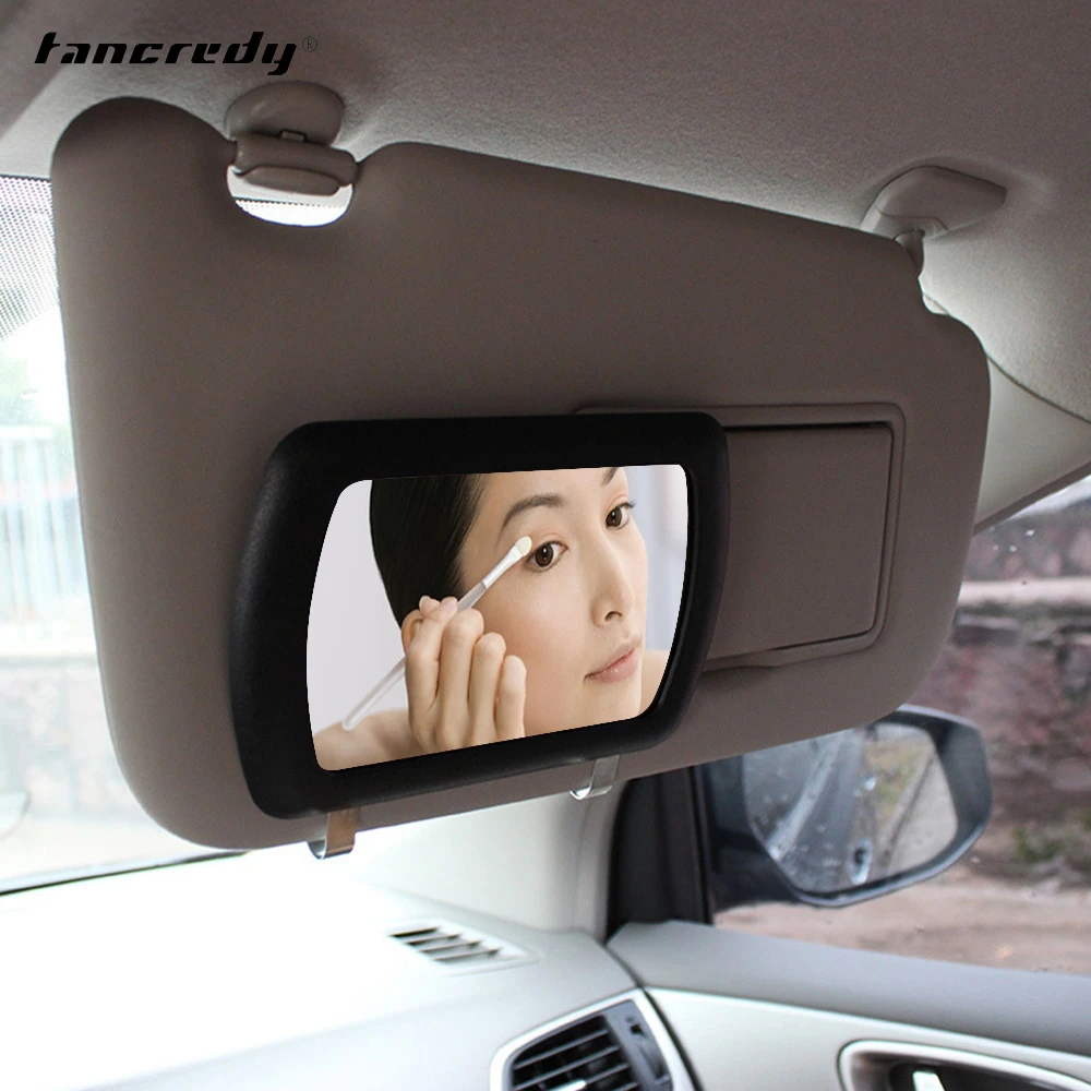 NewIncorrupt Miroir de vanité de voiture Miroir cosmétique pliant à 3 sections Miroir de visière de voiture pare-soleil automatique Miroir de maquillage automatique réglable