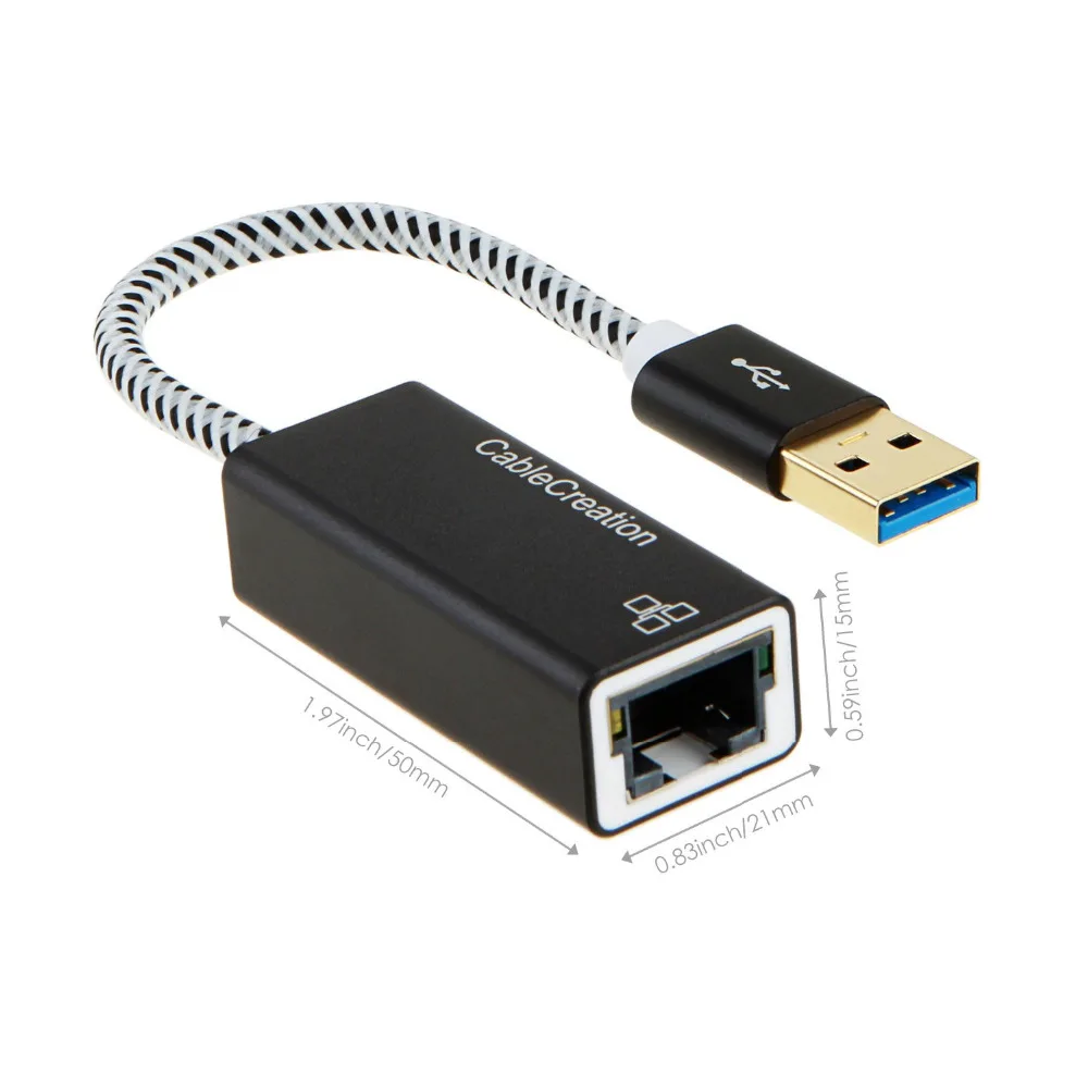 Сетевой адаптер USB 3 0 CableCreation к адаптеру Ethernet RJ45 Gigabit Plug n Play плетеный кабель и