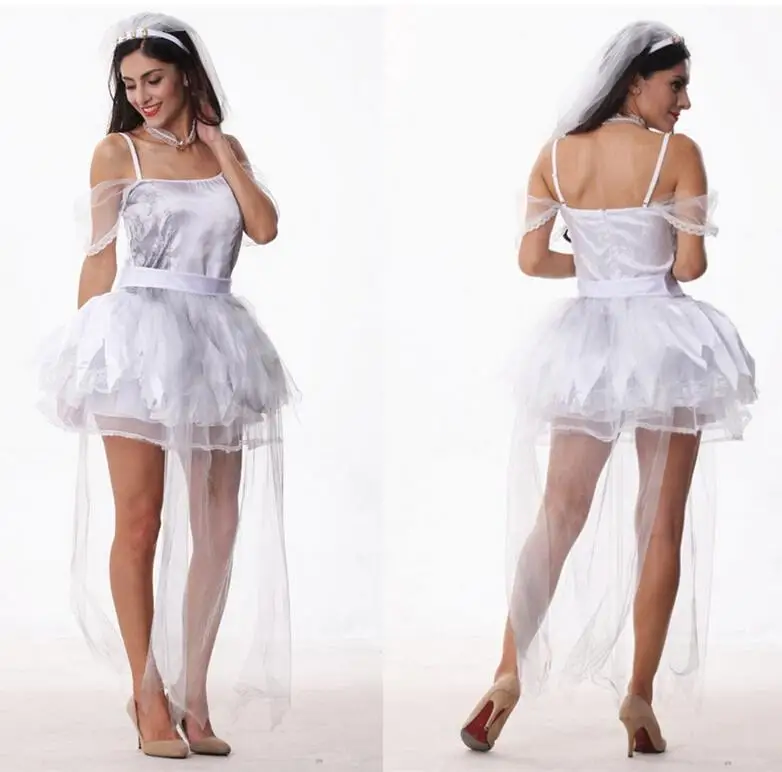 Girls new Halloween costume beautiful wedding dress white tulle dress
