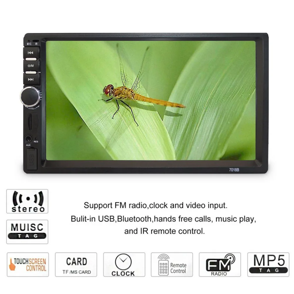 

7 inch HD Touch Screen Car Mp5 Player Bluetooth In Dash DVD 12V 2 Din Car Stereo Radio FM Function AUX USB MP3 Player Support TF