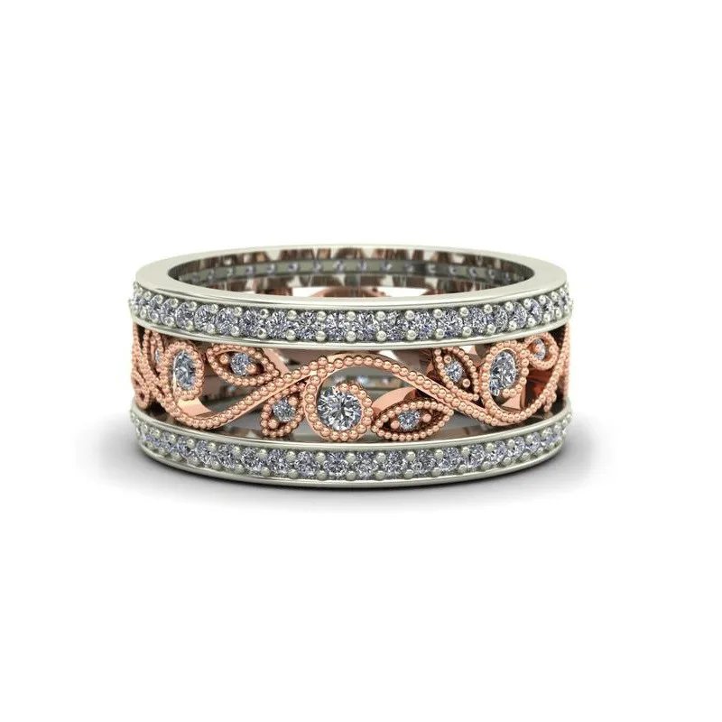 Mostyle розовое Золотое кольцо цветок циркон обручальное кольцо модные ювелирные изделия обручальные кольца для женщин Bague Femme Anillos Mujer