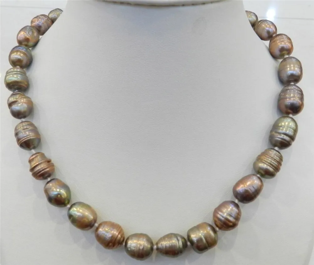 

FREE SHIPPING HOT sell new Style >>>> 10-11MM CHAMPAGNE NATURAL TAHITIAN PEARL NECKLACE 18
