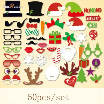 

50pcs Photo Booth Props Christmas Decoration Party Supplies Photocall Accessories Photobooth for Photo Shoot Props Photo Stick