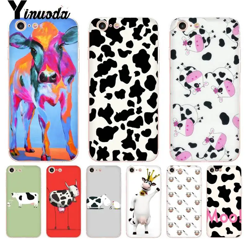 

Yinuoda For iphone 7 6 X Case Animal Cute Cow Print Ultra Thin Cartoon Phone Case for iPhone 8 7 6 6S Plus X 5 5S SE 5C XS XR
