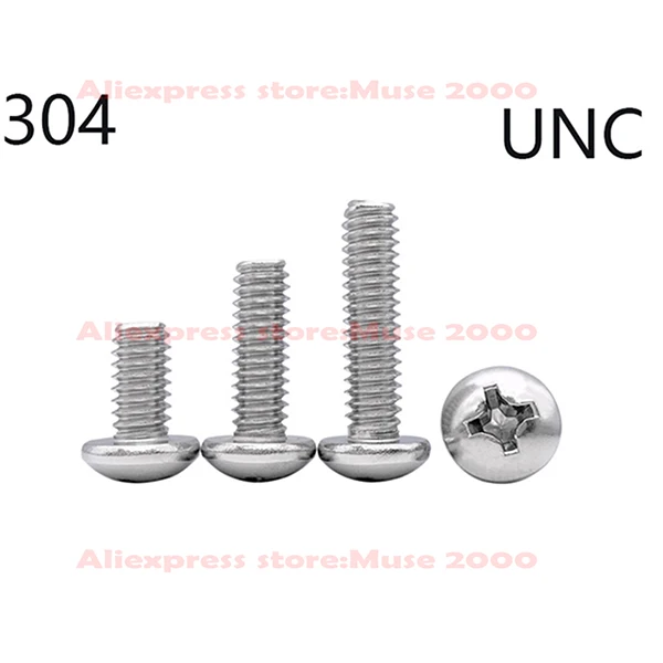 304 steel UNC 2#-56 pan screw coarse fine thread head cross drive bolt round fastener hardware | Обустройство дома