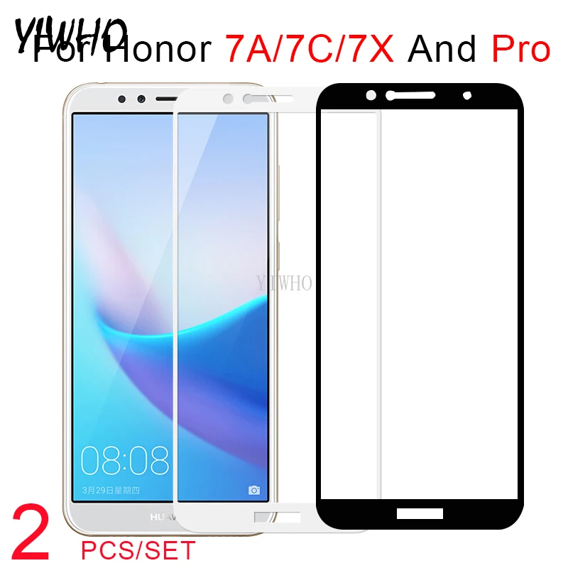 

on For Huawei Honor7C Protective Glass 2 pcs set kit Tempered safety Glass 7X 7A 7c 7apro 7cPro Honer 7 and Pro A C X A7 C7 Film