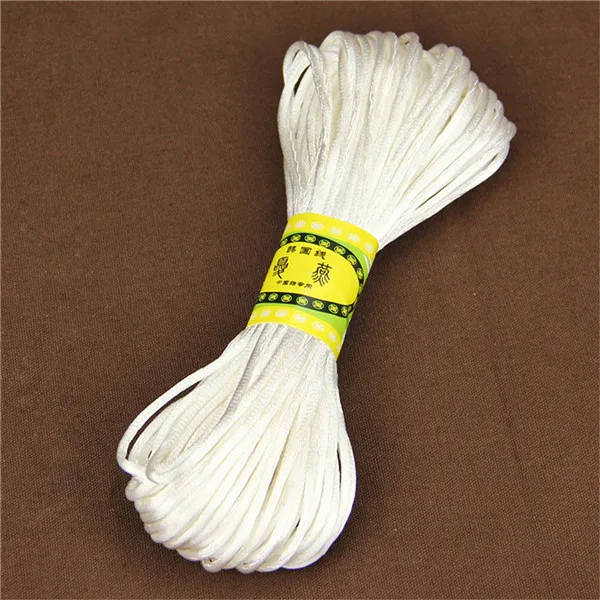 2 мм 20 м атласный шелк китайский узловой шнур оплетенный шнур для изготовления ювелирных изделий Бисероплетение веревка DIY соска цепь аксессуары - Цвет: White