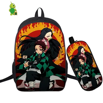 

Demon Slayer: Kimetsu No Yaiba Backpack 2 Pcs/Set Anime School Bags for Teenage Boys Girls Students Laptop Backpack Travel Bags