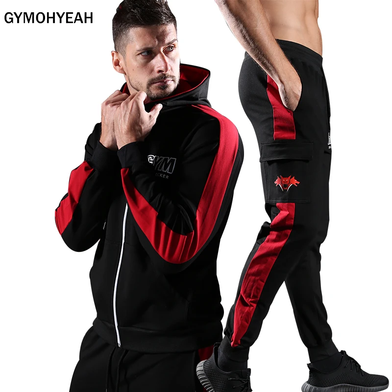 

GYMOHYEAH Men's Sets sporting suits mens fashion tracksuit men trainingspak survetement Men's Sportwear Suit Hoodies Male 2018