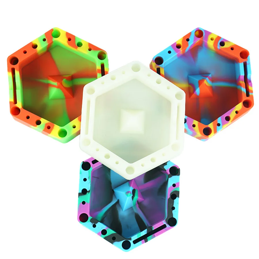 

Hexagon silicone Ashtray New Portable Soft fashion Eco-Friendly Pocket Shatterproof Cigar Rubber Silicone plastic