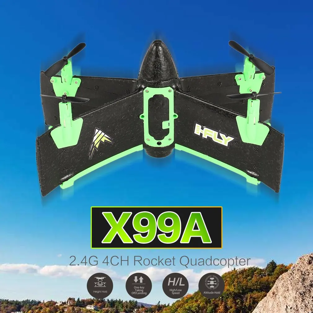 

New X99A 2.4G 4CH Wing Rocket Quadcopter Altitude Hold One Key Take off/Land Mini RC Drone RTF Toys Gift For Kids Quadrocopter