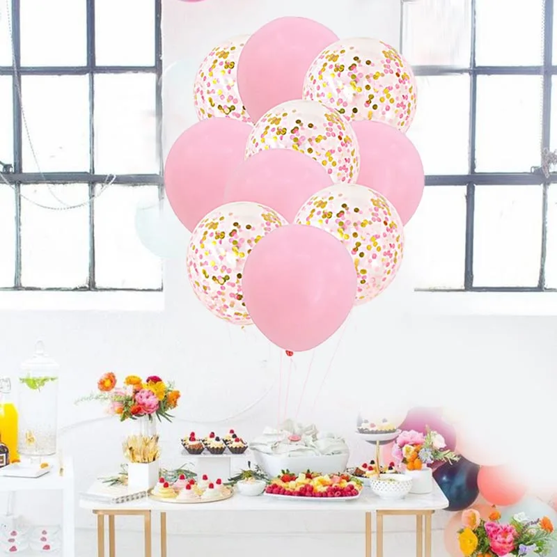 

10pcs/set 12inch Confetti Balloon 10inch helium balloons Wedding Party Baby Shower Birthday Balloon Decoration Kids Favor Toys
