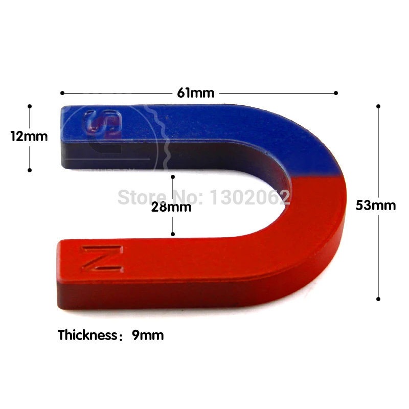 10 шт.,, магнит для обучения, научный эксперимент, магниты подковы u61x53x9мм