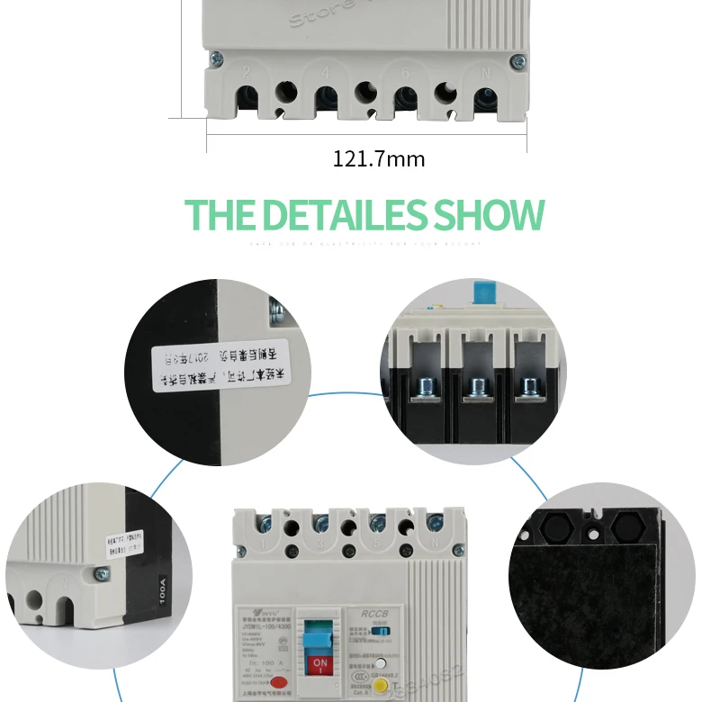 4 P 4 полюса 40A 63A 80A 100A остаточная Защита Автоматический выключатель Бытовая защита JYDM1L-100/4300 RCCB 50 Гц
