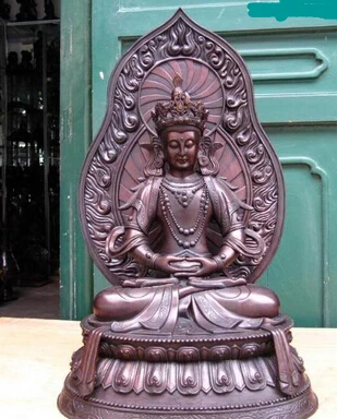 

xiuli 002227 23 INCH Tibet 100% Pure Bronze Fane Amitayus longevity Guan Yin Buddha Statue