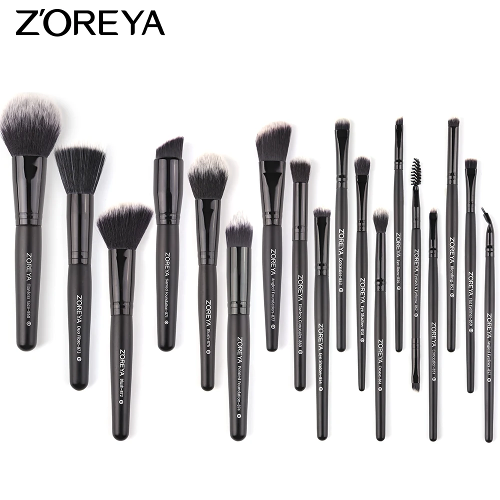 

ZOREYA Brand Make Up Brushes 18pcs Professional Makeup Brushes Powder Duo Fiber Foundation Eye Shadow Brush Kit
