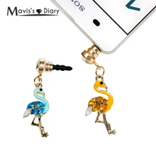 Кристалл Фламинго Алмазная цепь телефон пылезащитный Разъем для наушников Разъем для iPhone Samsung Galaxy All 3,5 мм отверстие для наушников телефон