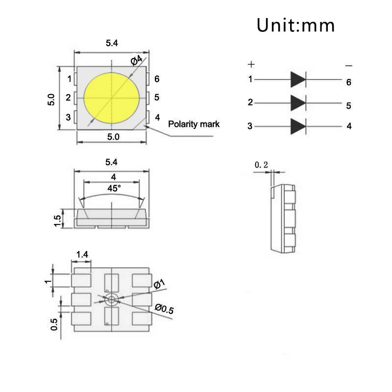 0,5 W SMD 5730 2835 5050 Светодиодный светильник шарик 40-45lm белый/теплый белый SMD светодиодный лампы светодиодный чип DC3.0-3.6V для Светодиодный кукурузный светильник лампочка