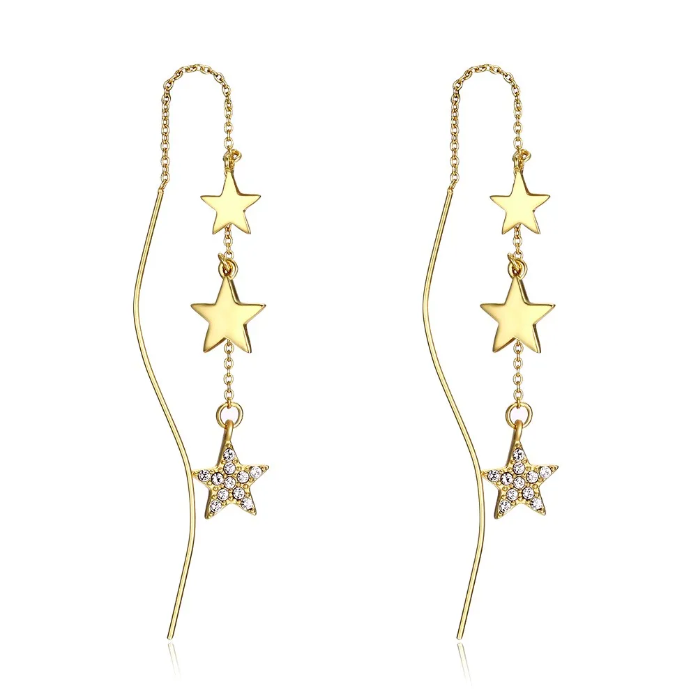 

INALIS Beautiful Crystals from Swarovski 925 Sterling Silver Stars Rhinestone Personality Dangle Earrings For Female Earrings