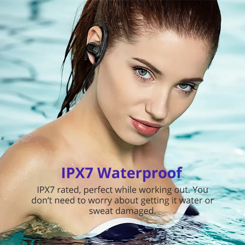 Smart Bluetooth Headphones Sports Music Noise cancelling IPX7 Waterproof Bass Stereo Outdoor HD Call headsets four core speaker
