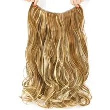 Длинные светлые невидимая проволока без зажимов для наращивания волос, синтетические волосы для женщин, настоящие волосы для наращивания